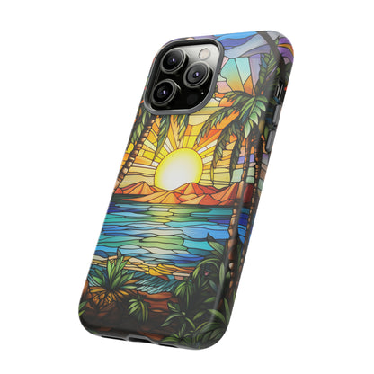 Tropical Stained Glass Sunset Beach