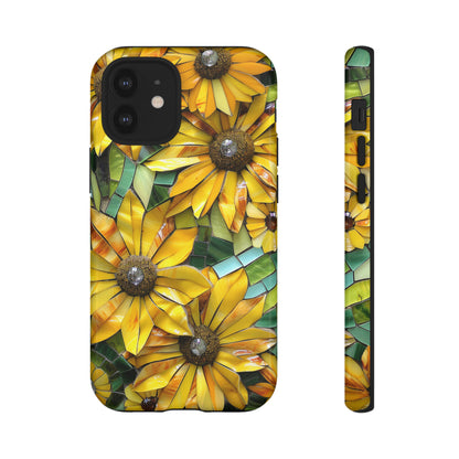 Yellow and Gold Daisy Mosaic Stained Glass Phone Case for iPhone 15, 14, Pro Max, 13, 12 & Samsung Galaxy S23, S22, S21, Google Pixel