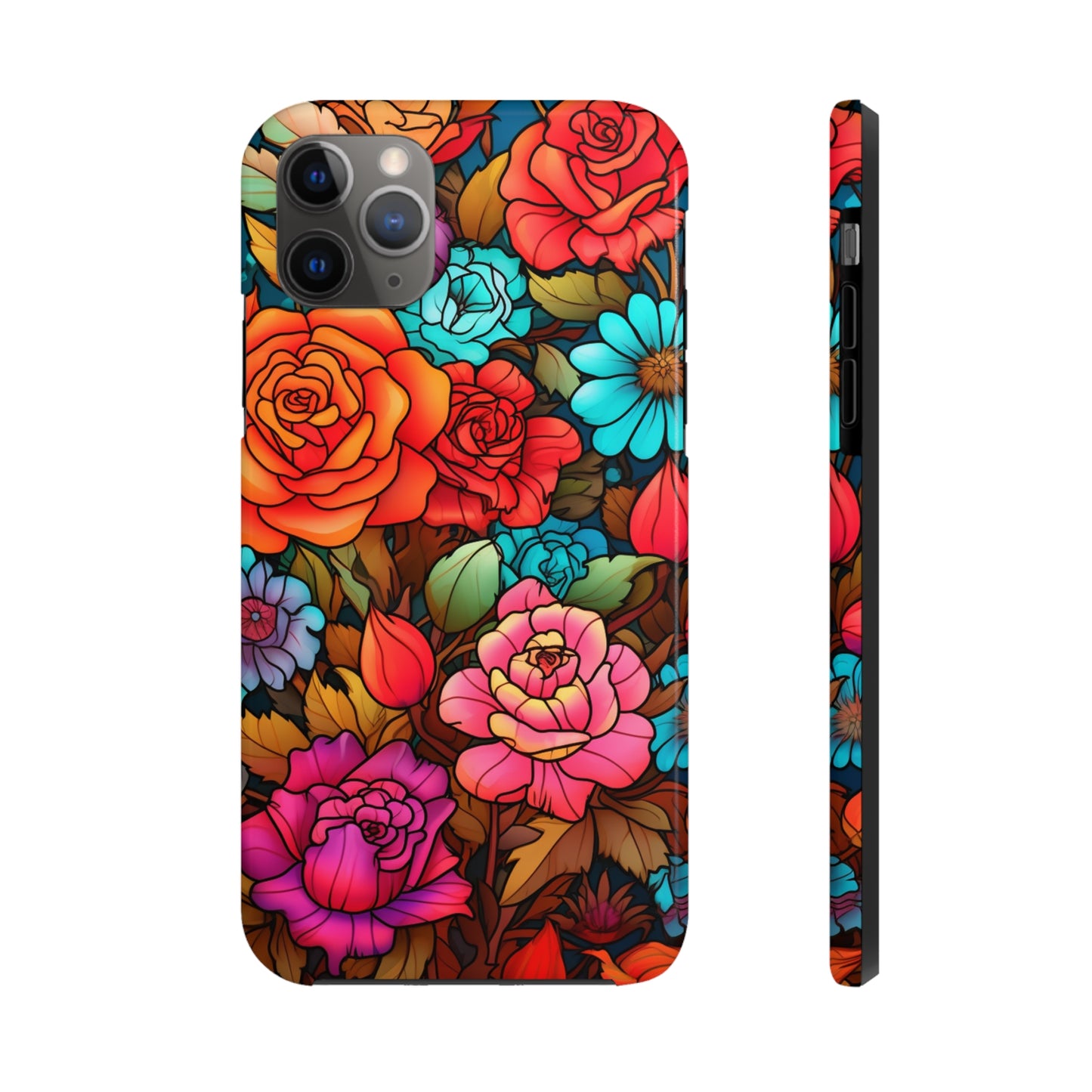 Stained Glass Tough iPhone Case | Trippy Psychedelic Flowers Floral Aesthetic Retro iPhone 14 Plus 13 12 7 8 Se Trendy Hippie Boho