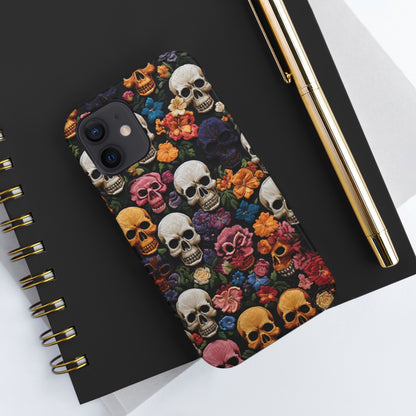 Embroidery Style Skulls Goth Dark Academia Tough Case iPhone Case