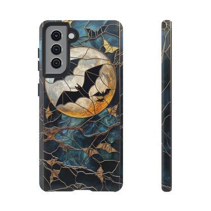 Halloween Phone Case Bats Stained Glass Style Spooky Moon Phone Cover