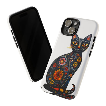 Black Cat Folk Art Halloween Phone Case