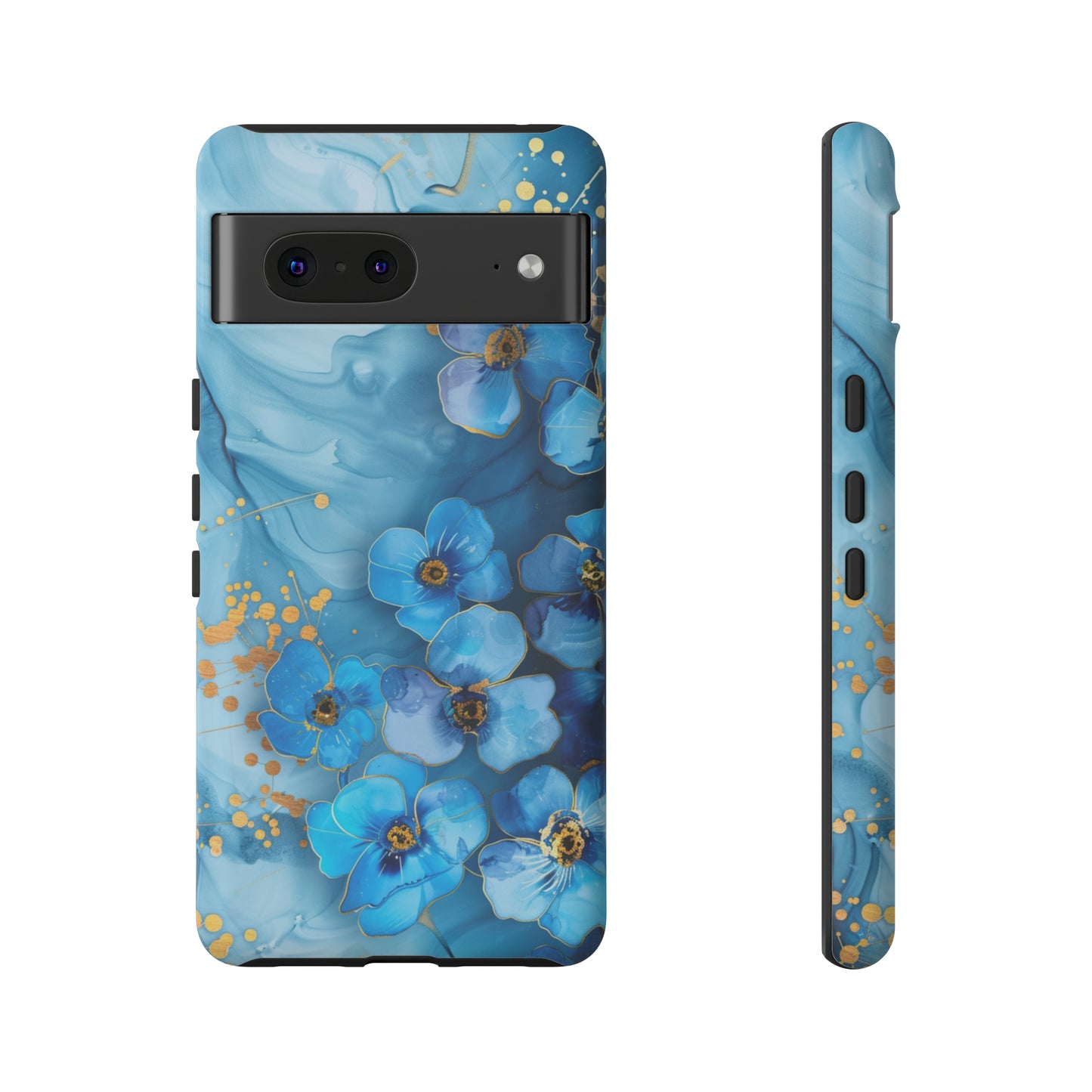 Forget Me Nots Gold Color Splash Floral Design Phone Case