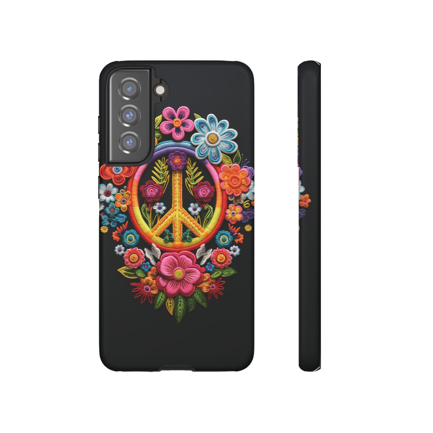 Peace Sign Embroidery Floral Hippie Style Phone Case