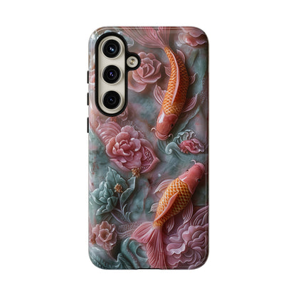 Pink marble fish phone case for iPhone 15