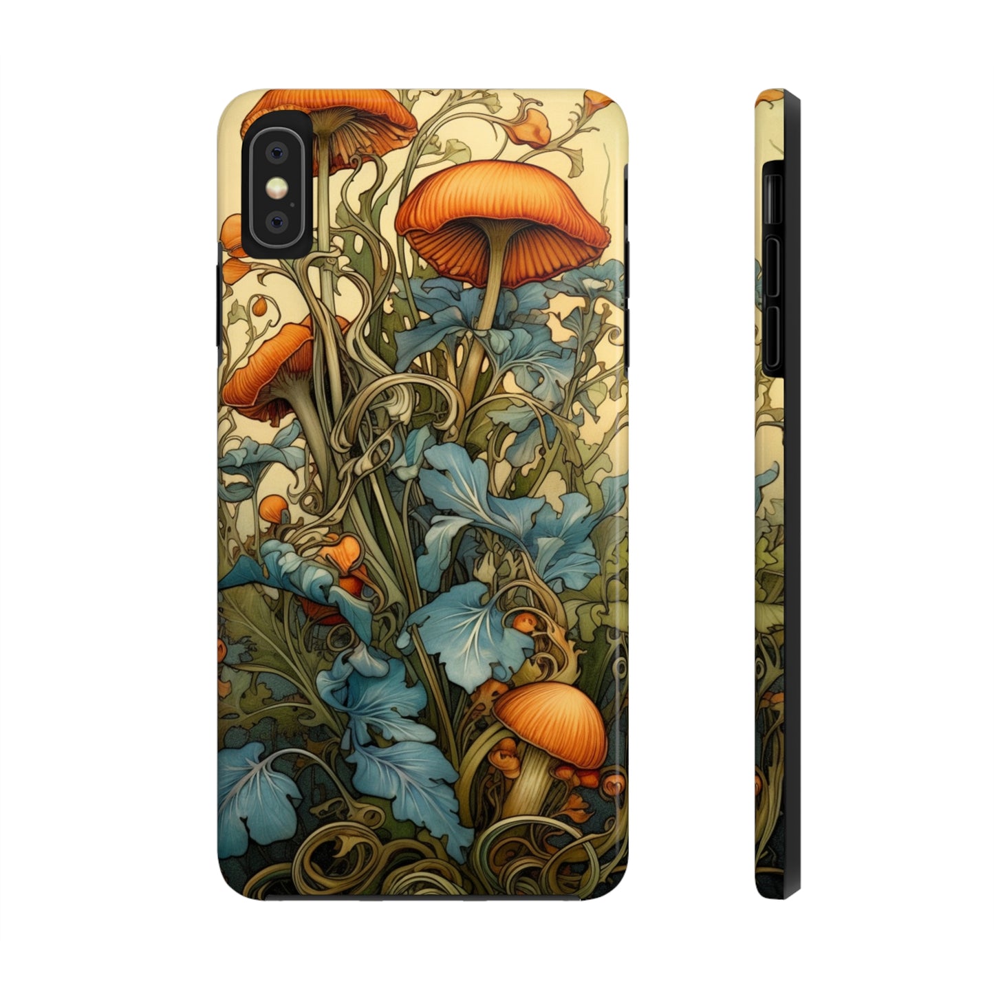 Vintage Mushroom iPhone Case Floral Aesthetic Art Nouveau Retro Phone Tough Case iPhone 14 Plus 13 12 7 8 SE Hippie Boho Style