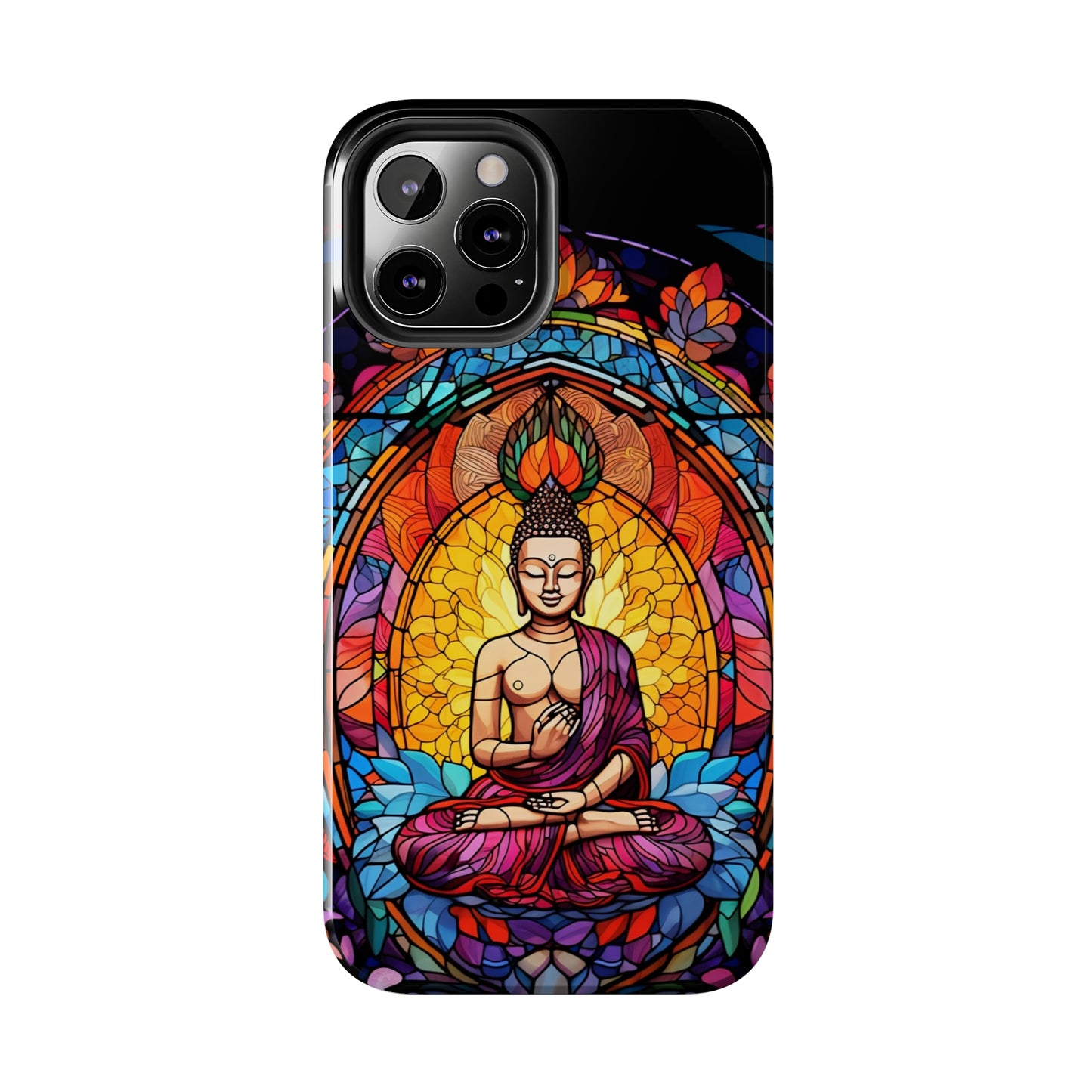 Stained Glass Magic iPhone Case: Psychedelic Tibet Buddha Mandala | iPhone 13 Case Mystical Tibetan Artistry