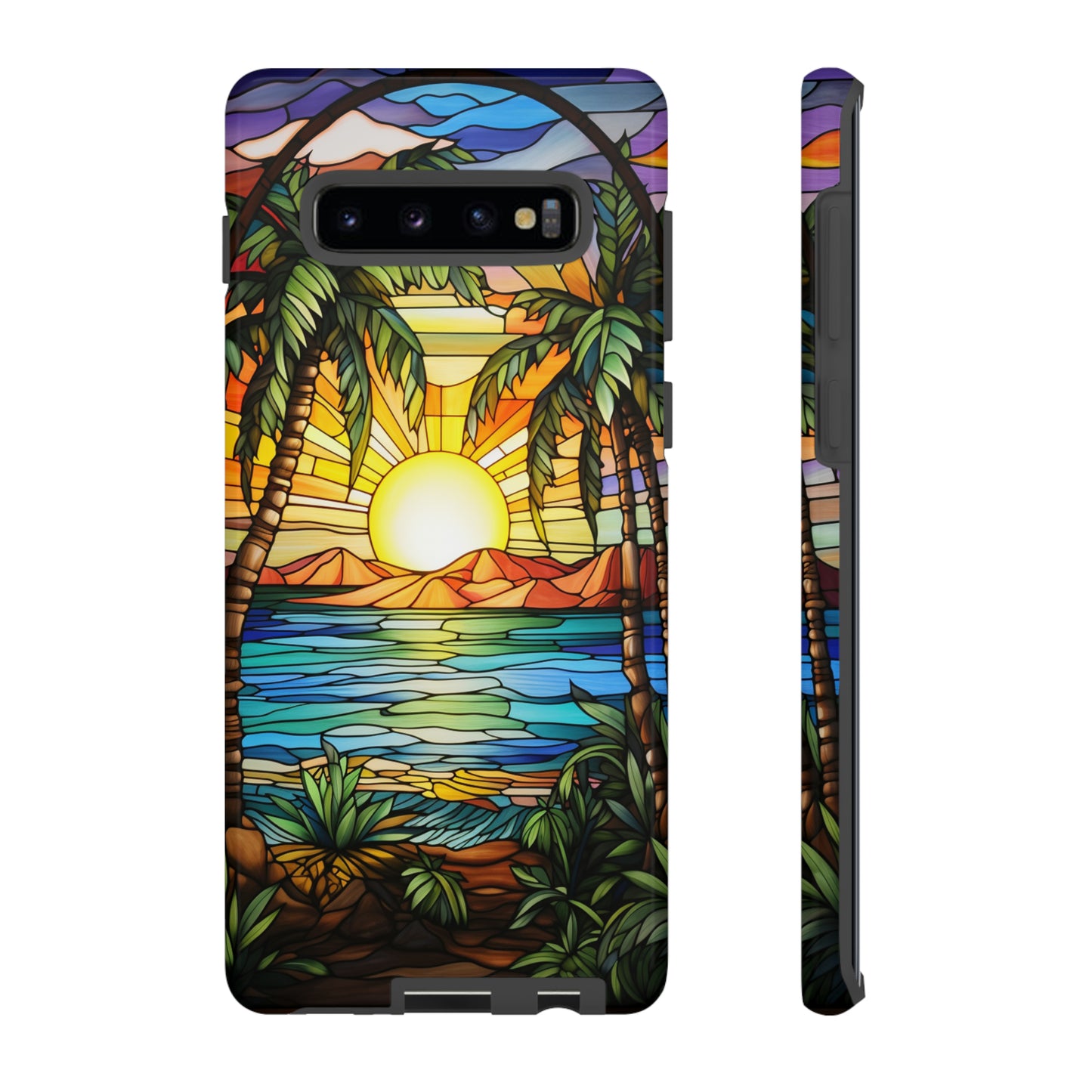 Tropical Stained Glass Sunset Beach