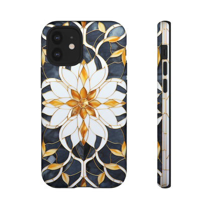 Art Deco Floral Gold & Blue Mosaic