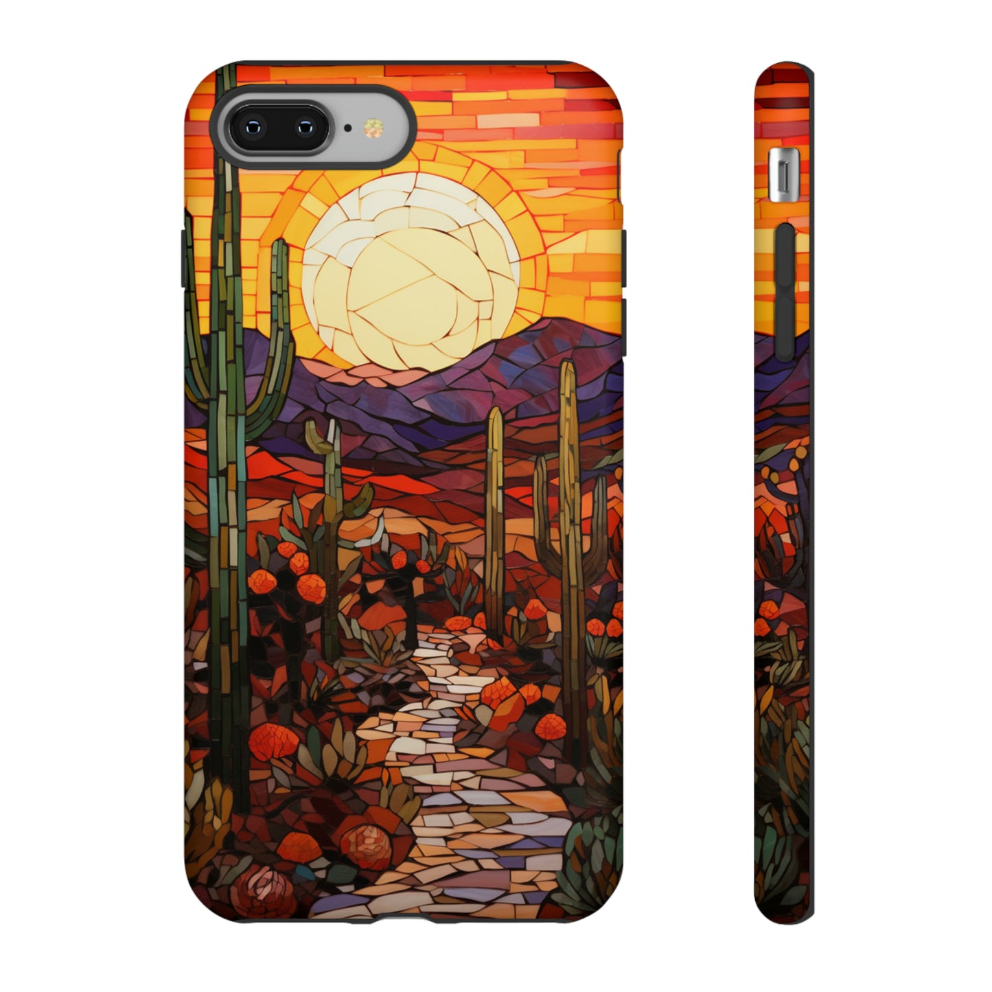 Desert Sunset Cactus Mosaic Tile