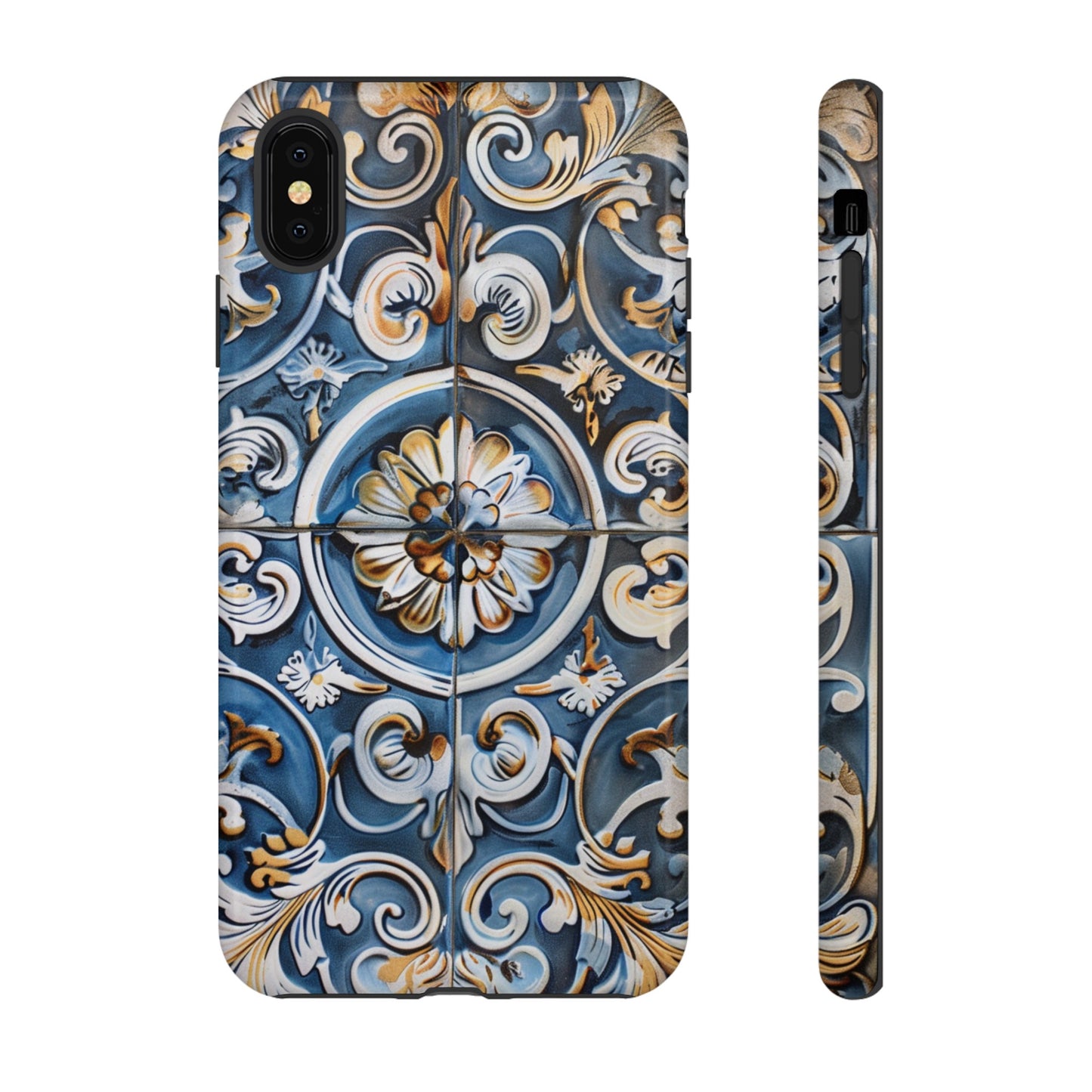 Azulejo Porcelain Blue & Creamy White Tile Mediterranean Design Phone Case