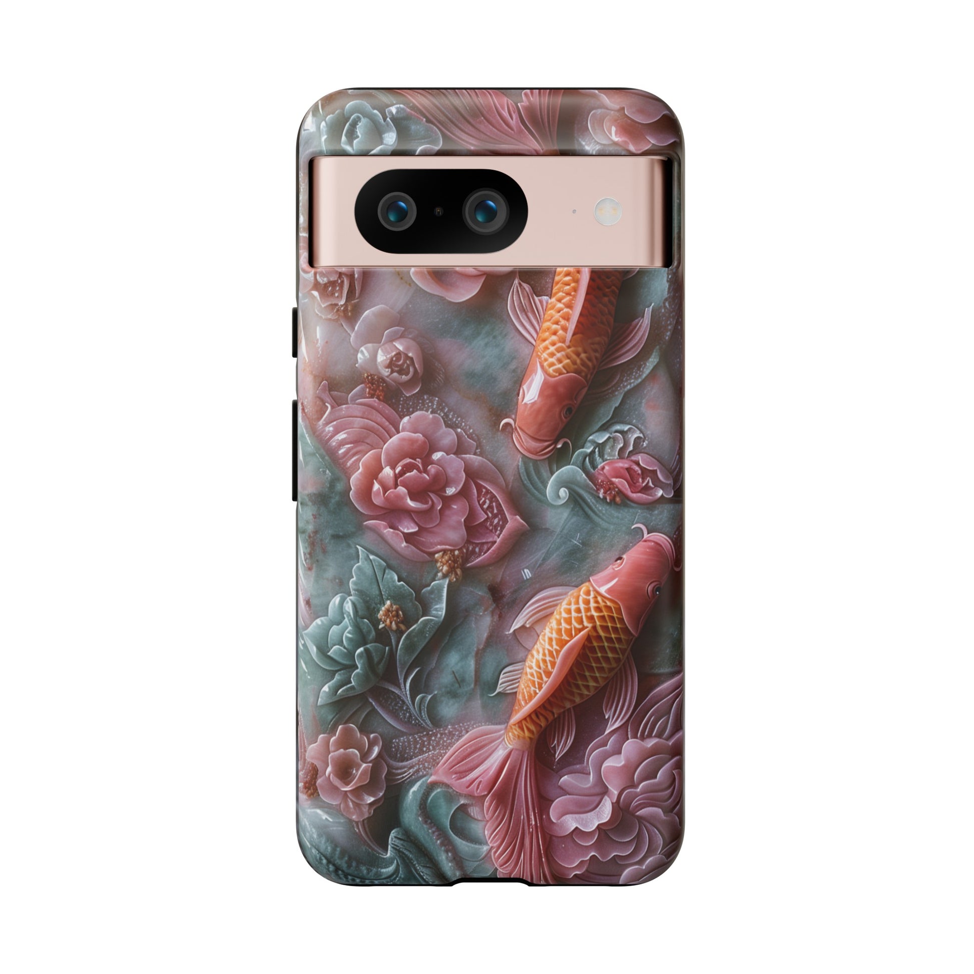 Pink marble koi design cover for iPhone 12