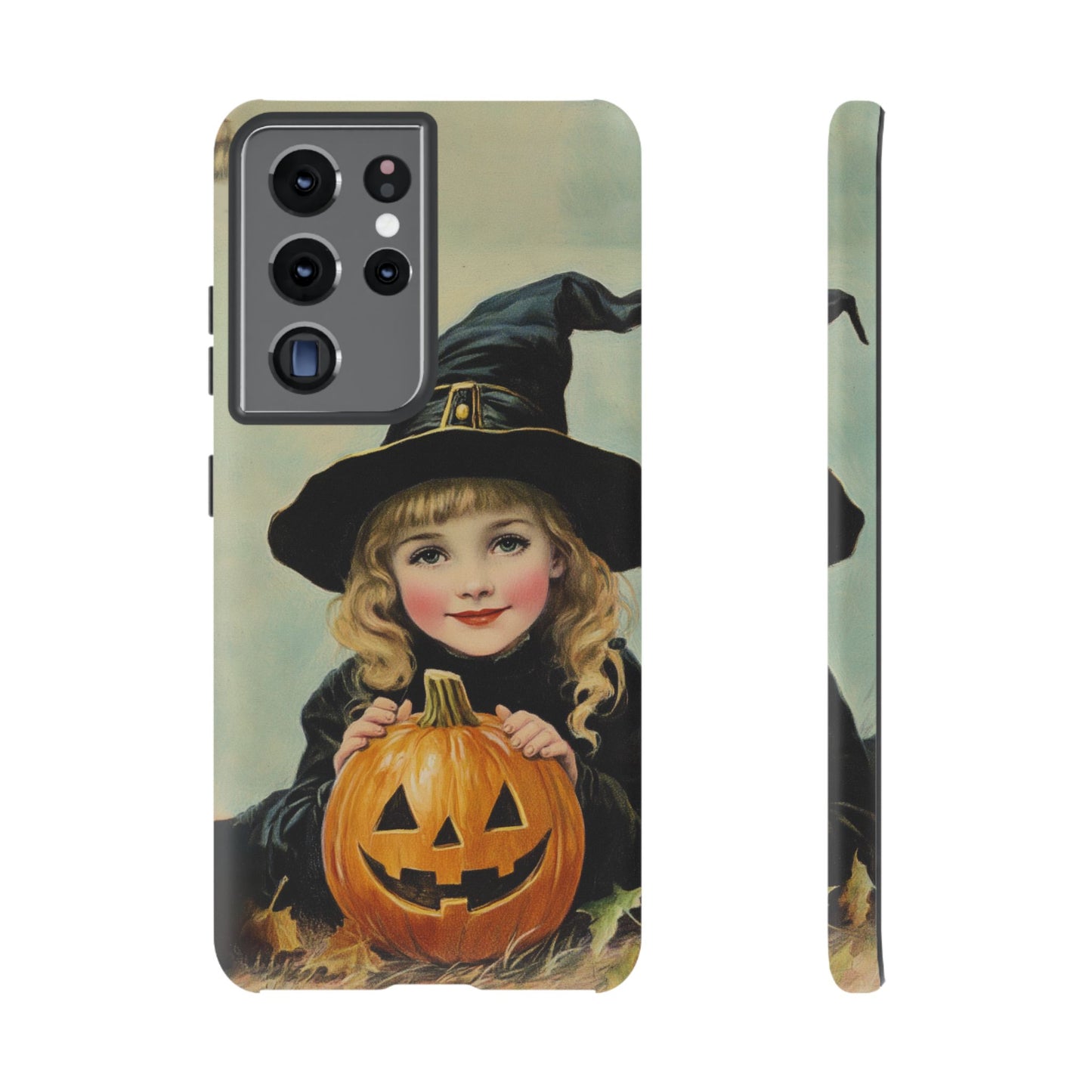 Vintage Halloween Card Witch and Jack-o'-lantern Phone Cover