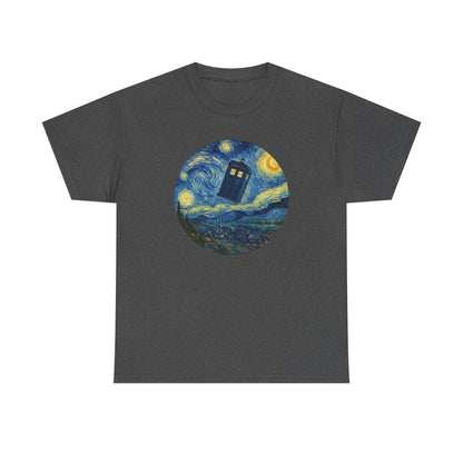 Van Gogh Police Box Starry Night Fantasy Parody Graphic T-Shirt