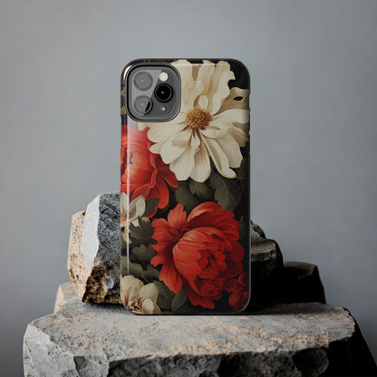 Vintage Floral Aesthetic Phone Tough Case Antique Print for iPhone 14 11 Pro 12 13 XR XS X 7+ 8 Boho Nature Flowers Cottage Core