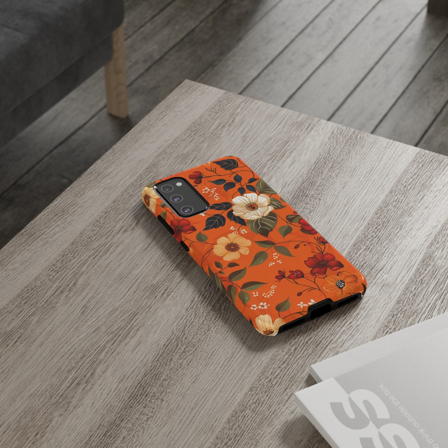 Orange Floral Phone Tough Case