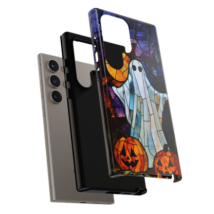 Stained Glass Halloween Ghost and Jack-o'-Lanterns Phone Cover