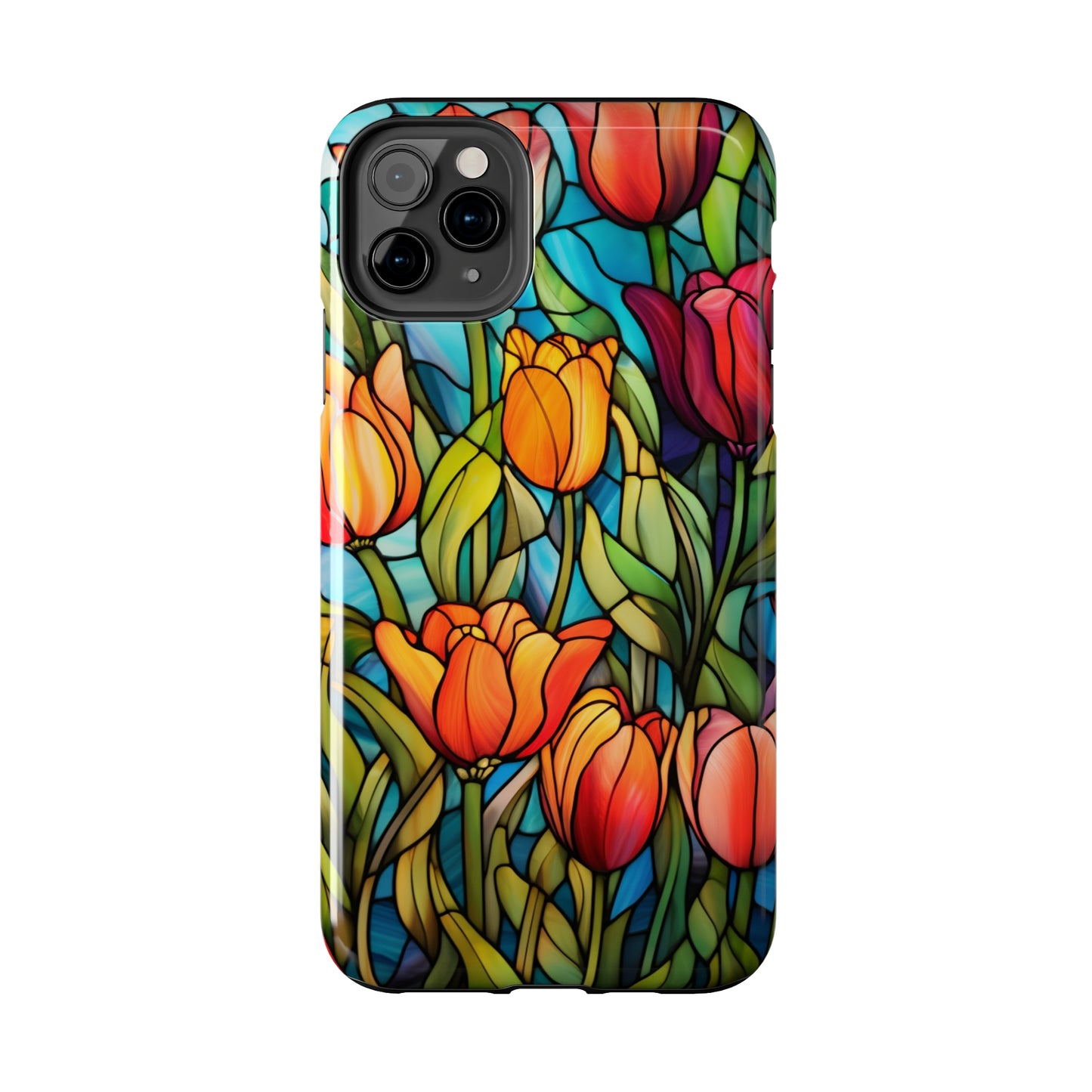 Stained Glass Tulip Floral Aesthetic iPhone Case | Embrace the Beauty of Nature in Full Bloom