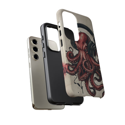 Retro Style Japanese Octopus Listening to Headphones Phone Cover