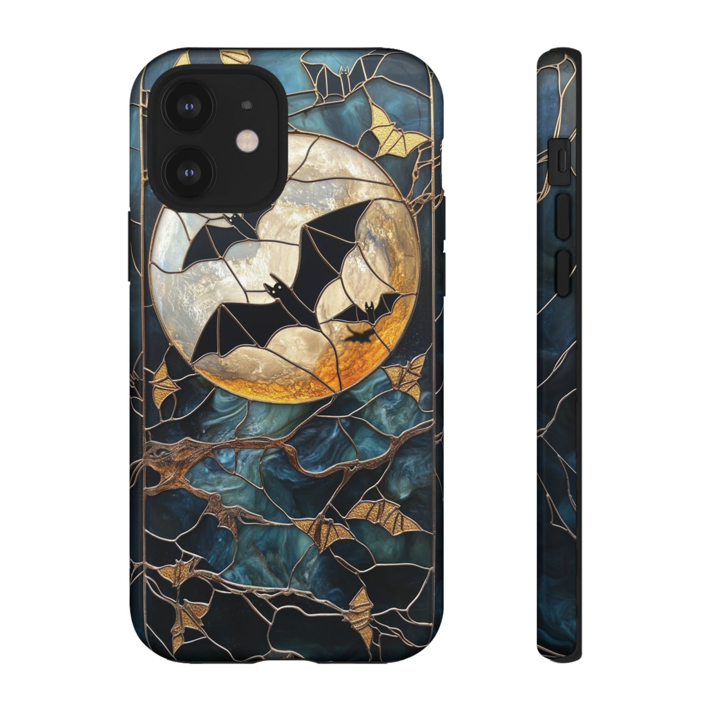 Halloween Phone Case Bats Stained Glass Style Spooky Moon Phone Cover