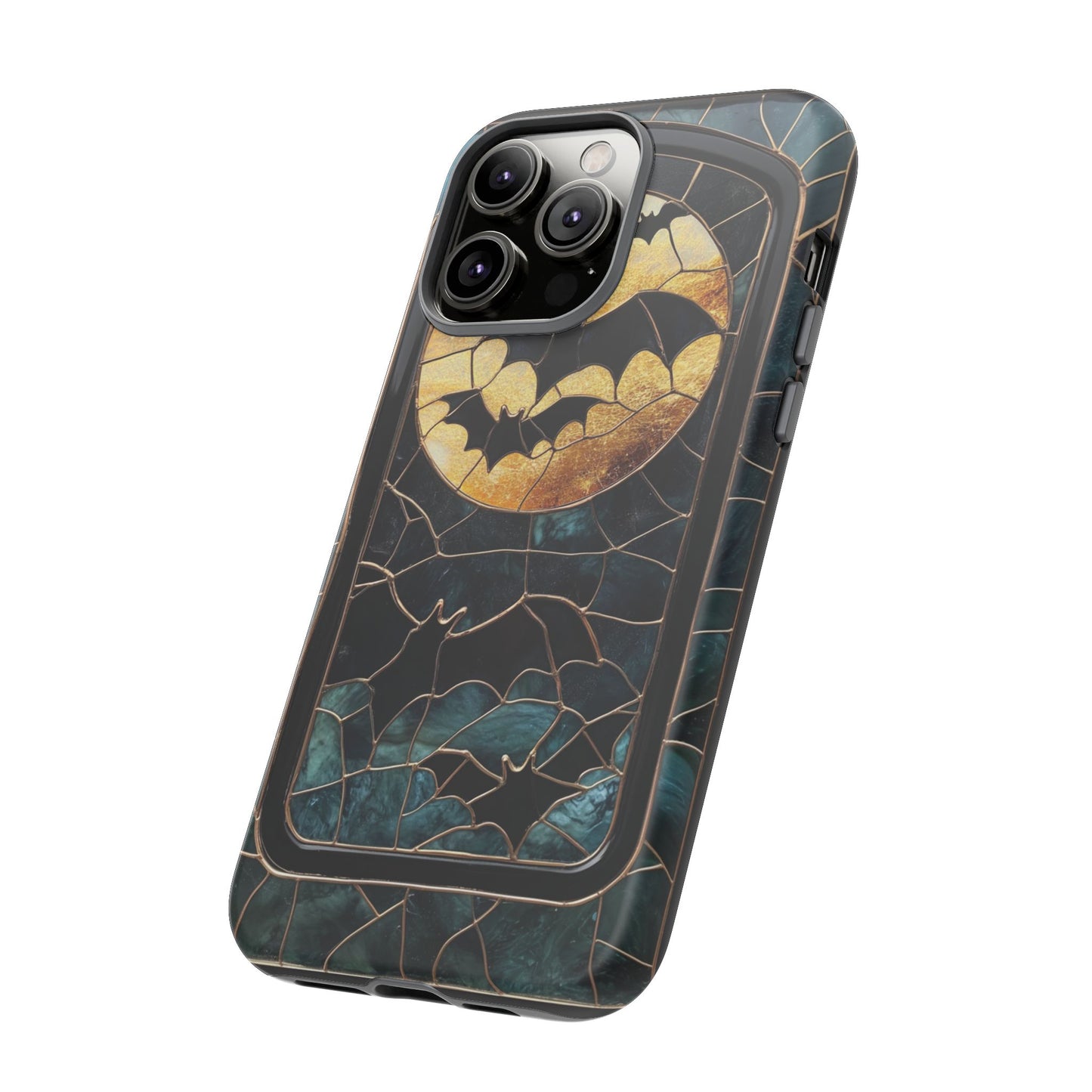 Halloween Phone Case Bats Stained Glass Style Spooky Moon Phone Cover