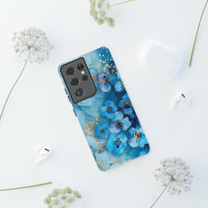 Forget Me Nots Gold Color Splash Floral Design Phone Case