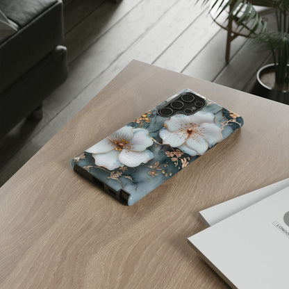 White Flower on Marble Stone  Phone Case