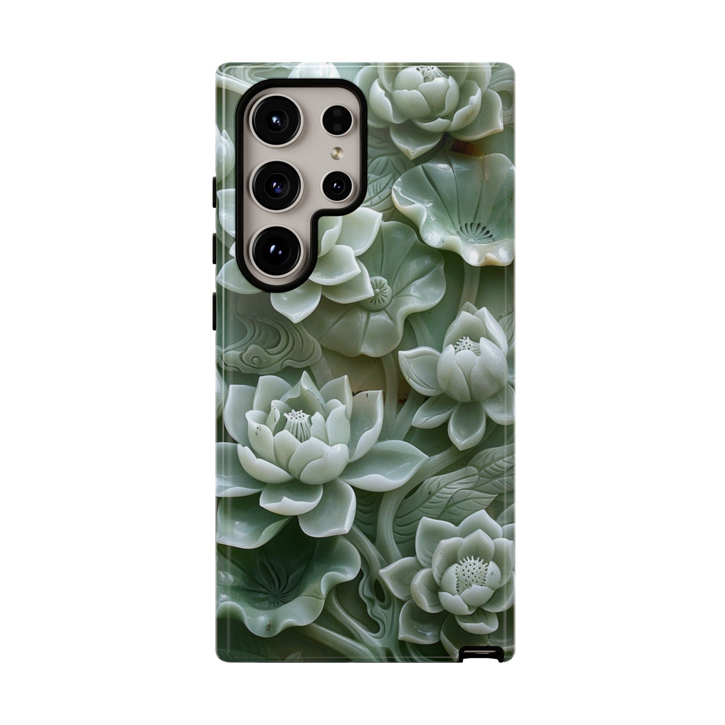 Green Jade Lotus Floral Art Phone Case