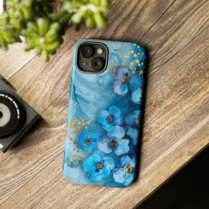 Forget Me Nots Gold Color Splash Floral Design Phone Case