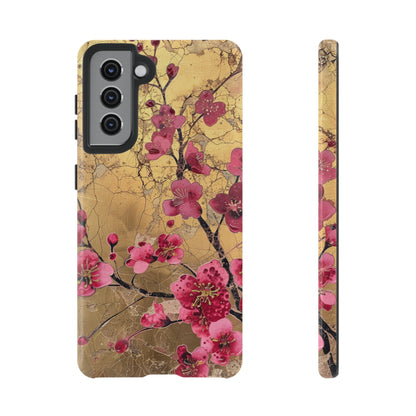 Pink Forget Me Nots Gold Floral Phone Case