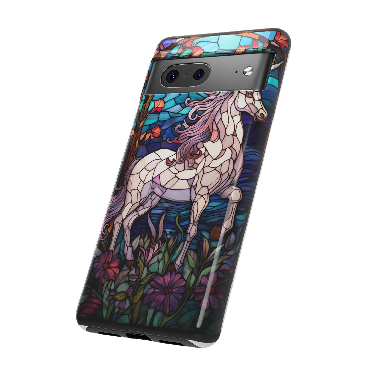 Unicorn Stained Glass iPhone, iPhone Case Retro Samsung Galaxy Phone Tough Case iPhone 15 14 Plus 13 12 7 8 Se Hippie Boho Style