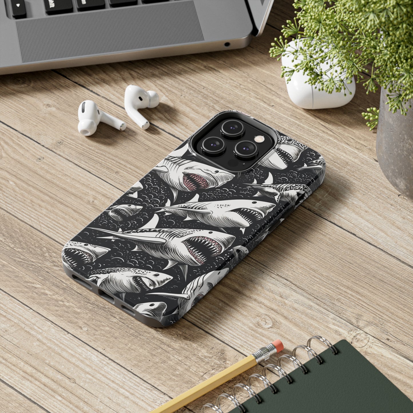 Deep Blue Mystery: Majestic Shark Design | Aquatic Adventure iPhone Case