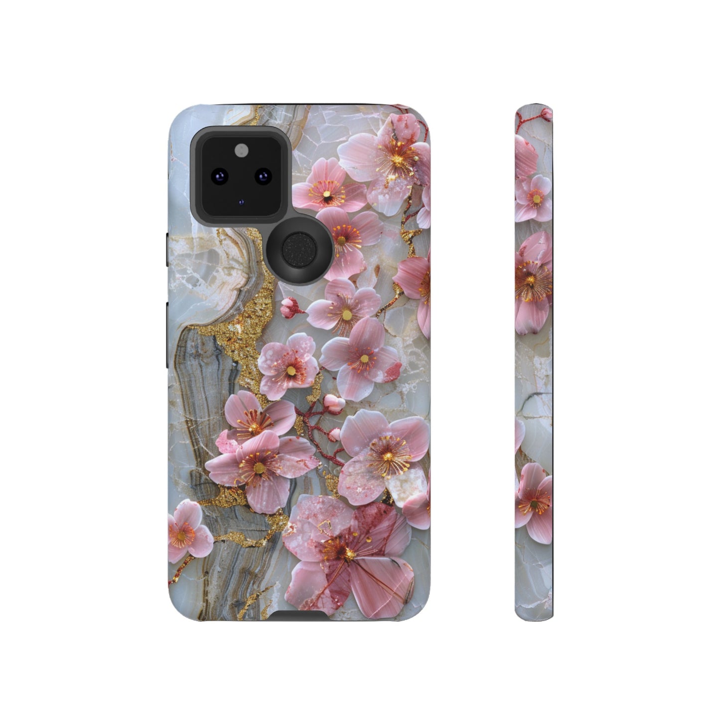 Pink Forget Me Nots Gold Floral Phone Case