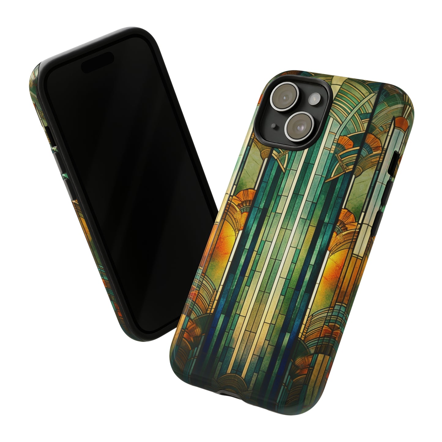 Art Deco Stained Glass floral Phone Case for iPhone 15, 14, Pro Max, 13, 12 & Samsung Galaxy S23, S22, S21, Google Pixel