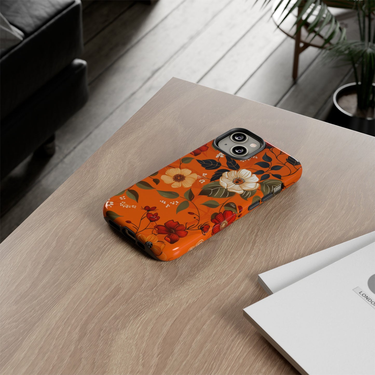 Orange Floral Phone Tough Case