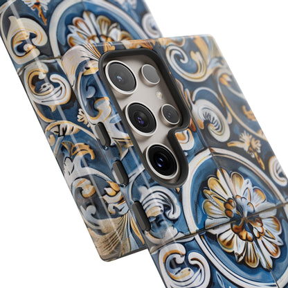 Azulejo Porcelain Blue & Creamy White Tile Mediterranean Design Phone Case