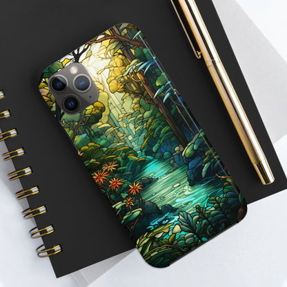 Stained Glass Phone Case Floral Aesthetic Art Nouveau Retro Samsung Galaxy Phone Tough Case iPhone 14 Plus 13 12 7 8 Se Hippie Boho