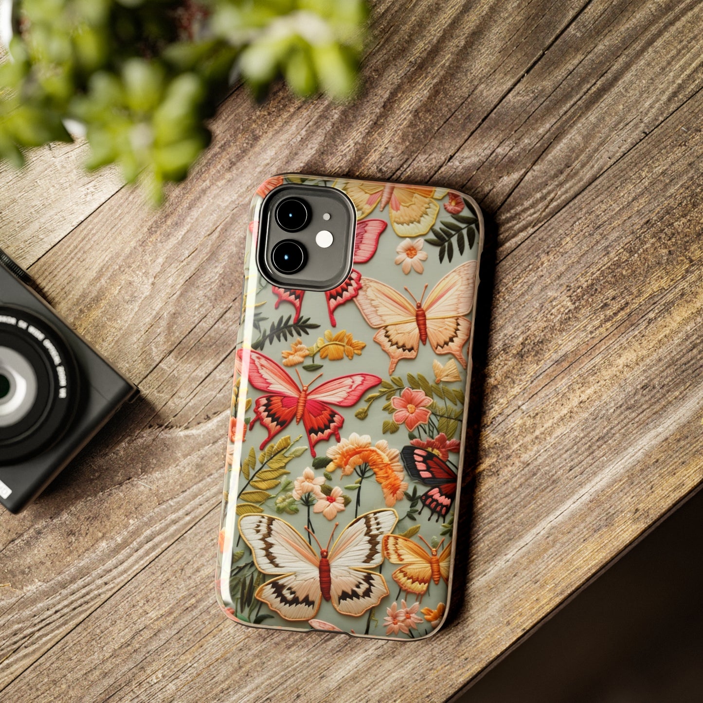 Embroidery Butterflies iPhone Case | Whimsical Elegance and Nature's Beauty in Handcrafted Detail