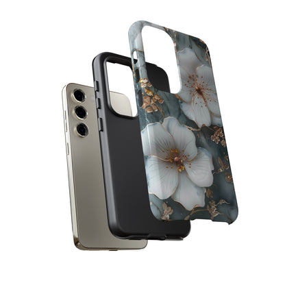 White Flower on Marble Stone  Phone Case