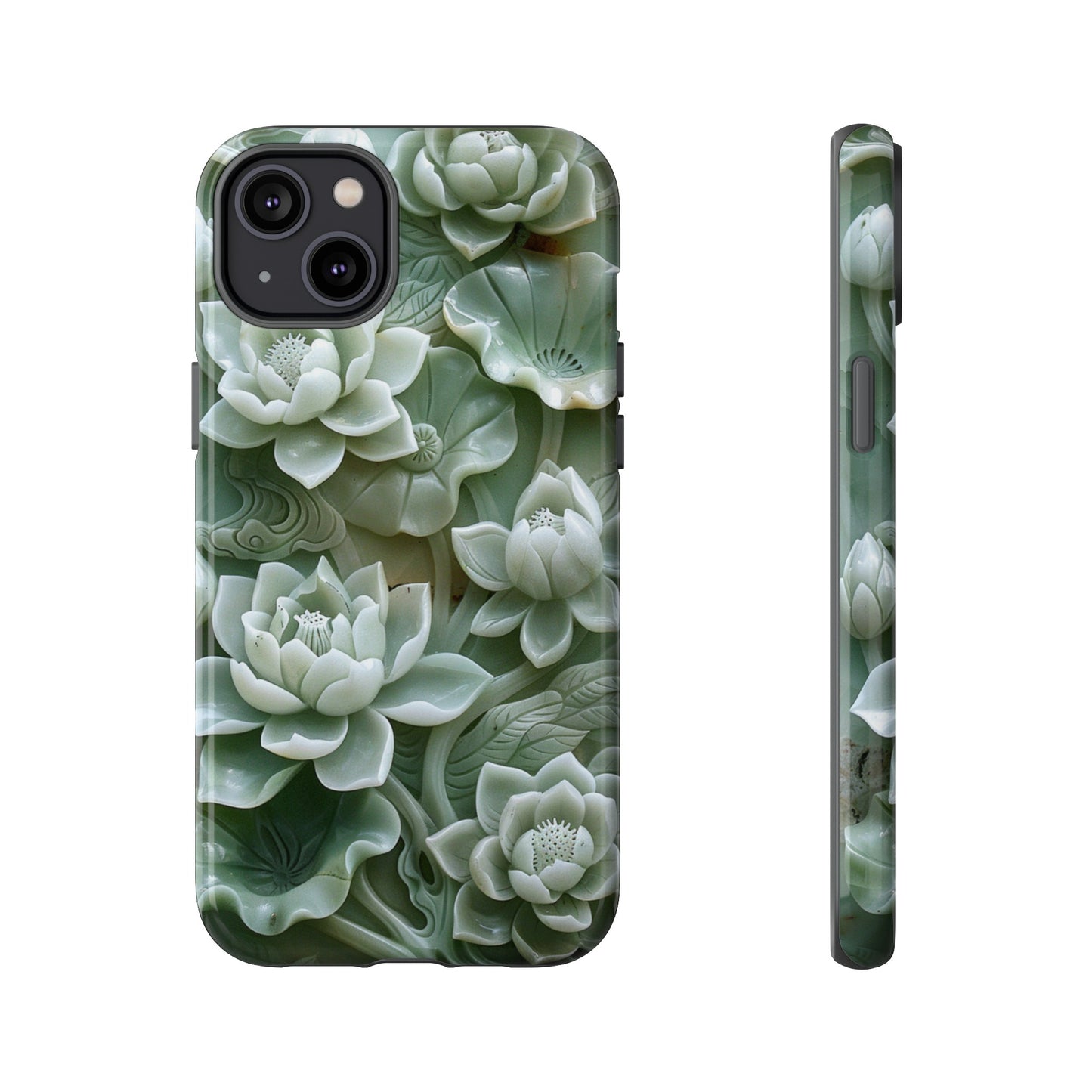 Green Jade Lotus Floral Art Phone Case