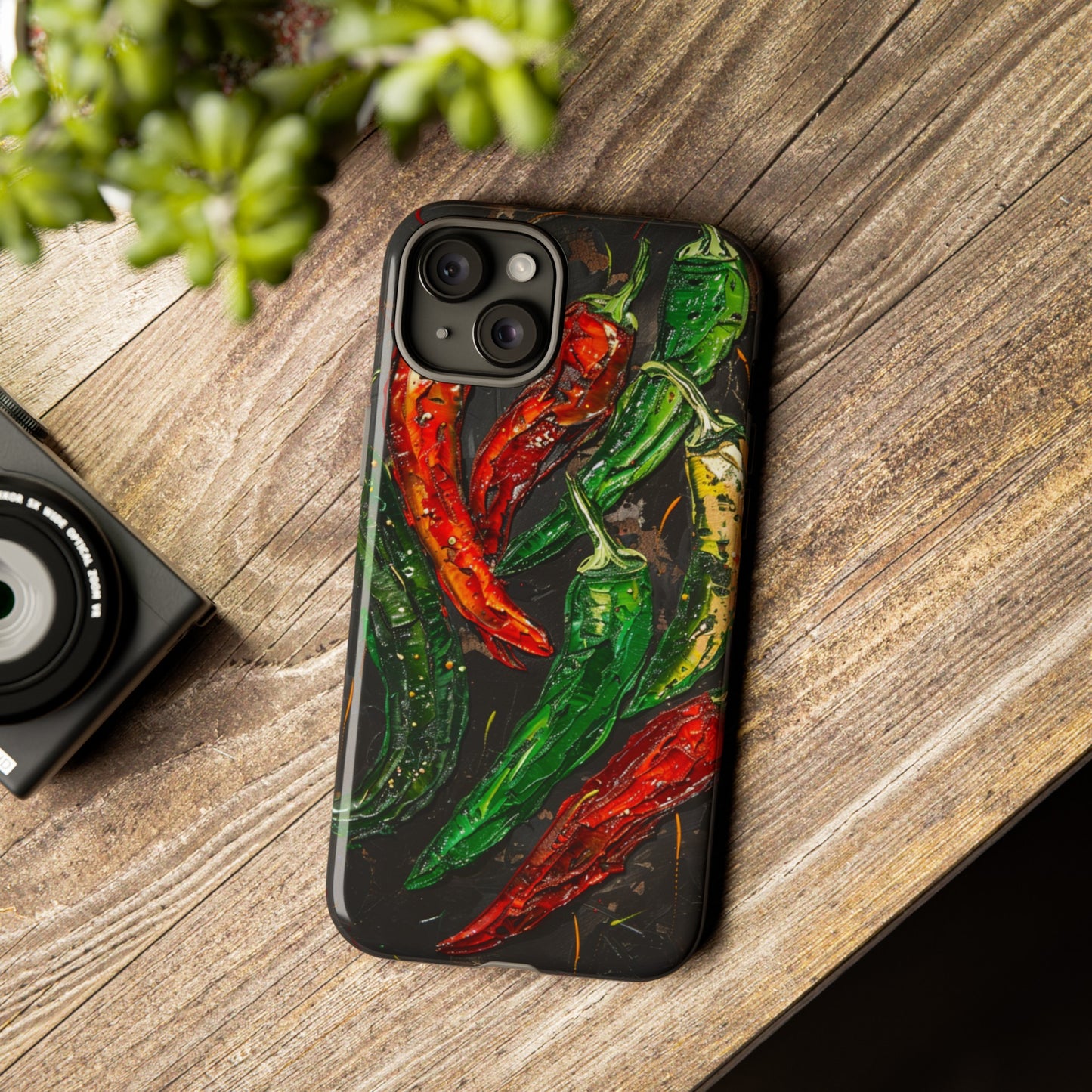 Green and Red Chili Peppers Phone Case