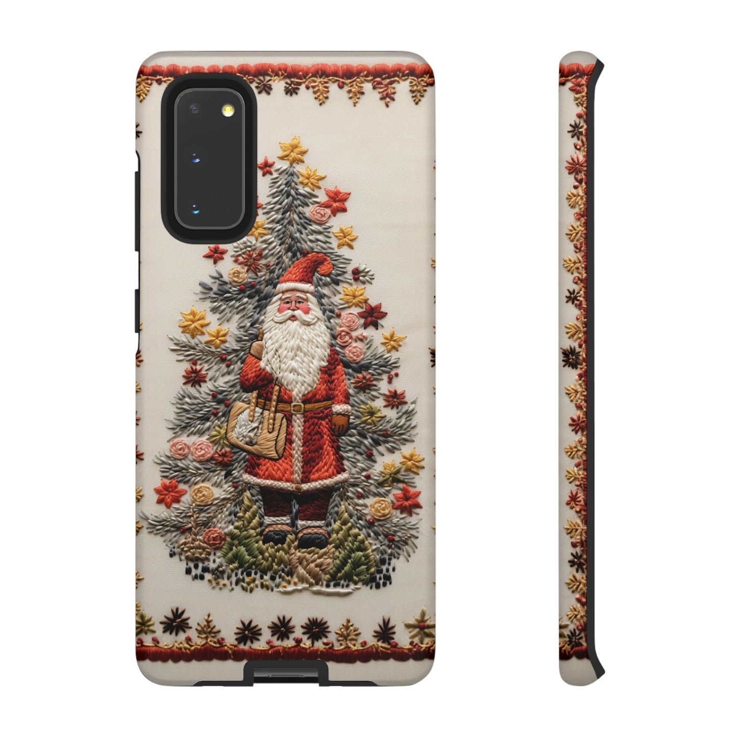 Vintage Embroidery Christmas Santa Phone Case