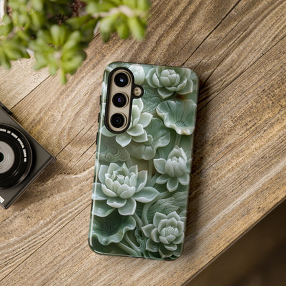 Green Jade Lotus Floral Art Phone Case