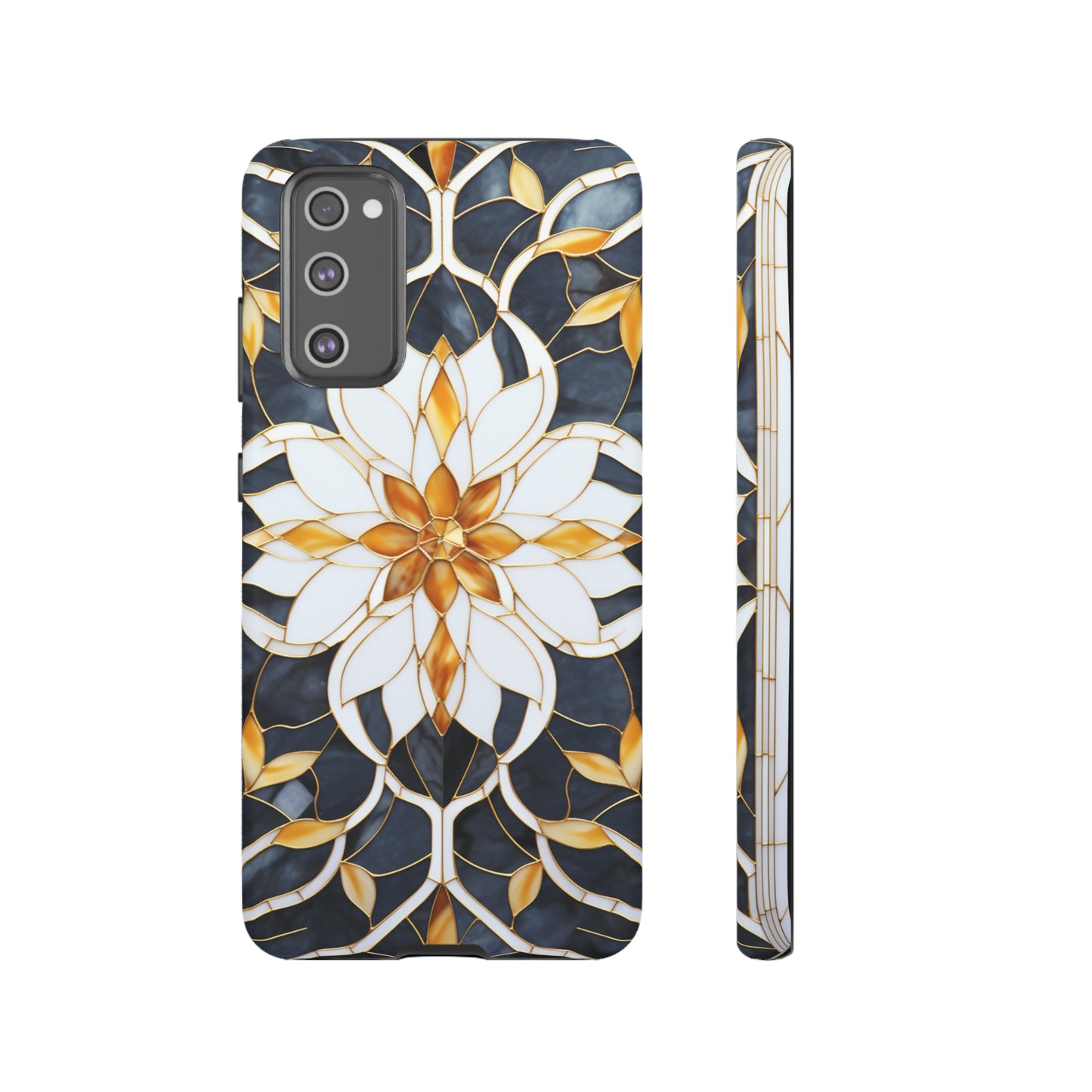 Art Deco Floral Gold & Blue Mosaic