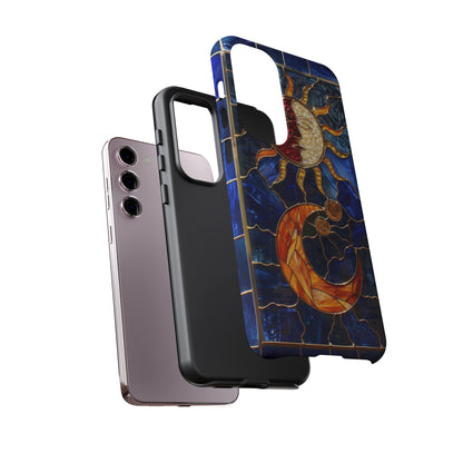 Celestial Stained Glass Moon and Stars iPhone 15 Case