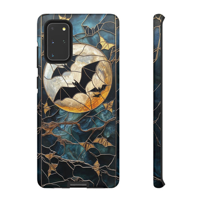 Halloween Phone Case Bats Stained Glass Style Spooky Moon Phone Cover