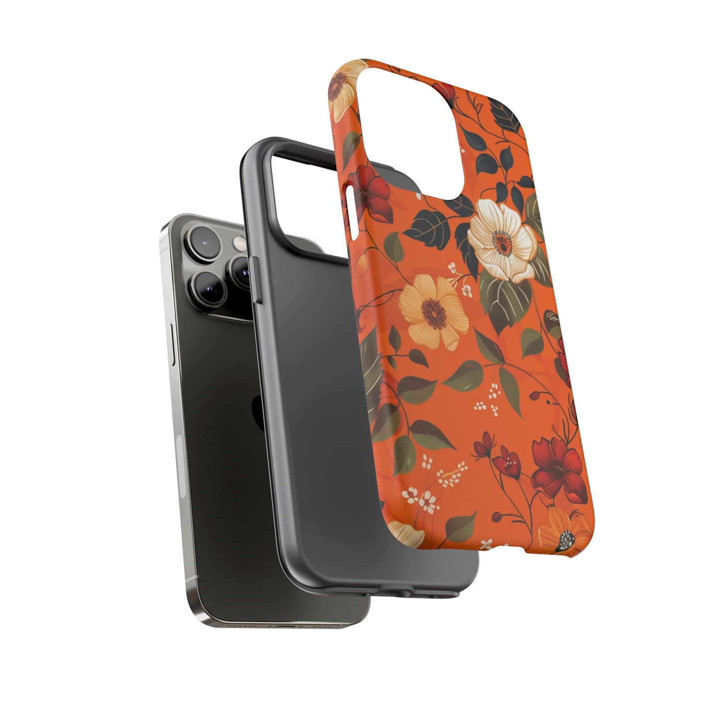 Orange Floral Phone Tough Case