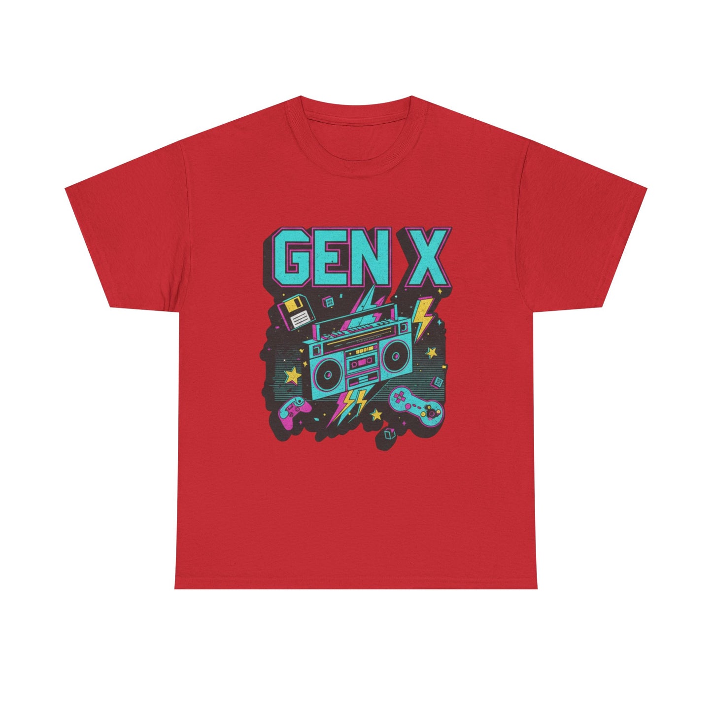 Gen X T Shirt Boombox Retro Arcade Gaming Tee