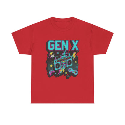 Gen X T Shirt Boombox Retro Arcade Gaming Tee
