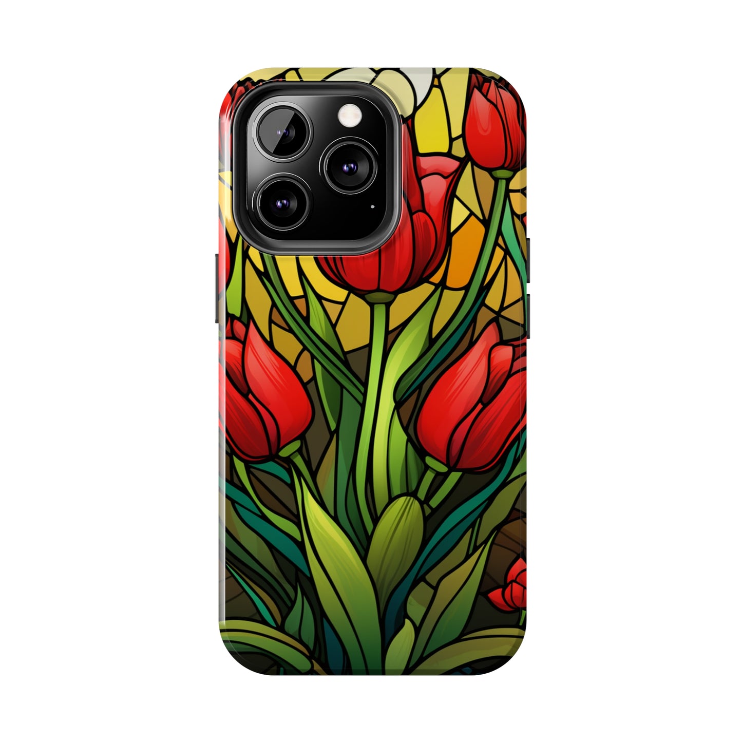 Stained Glass Tulip Floral Aesthetic iPhone Case | Embrace the Beauty of Nature in Full Bloom